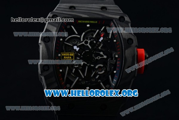 1:1 Richard Mille RM 35-02 RAFAEL NADA Japanese Miyota 9015 Automatic PVD Case with Skeleton Dial Black Rubber Strap - Click Image to Close
